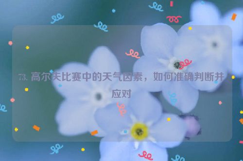 73. 高尔夫比赛中的天气因素，如何准确判断并应对